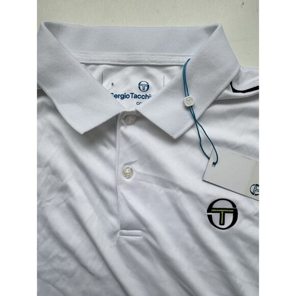 NWT Sergio Tacchini Mens Light Powder White & Blue Polo Shirt Size Small - Picture 1 of 4